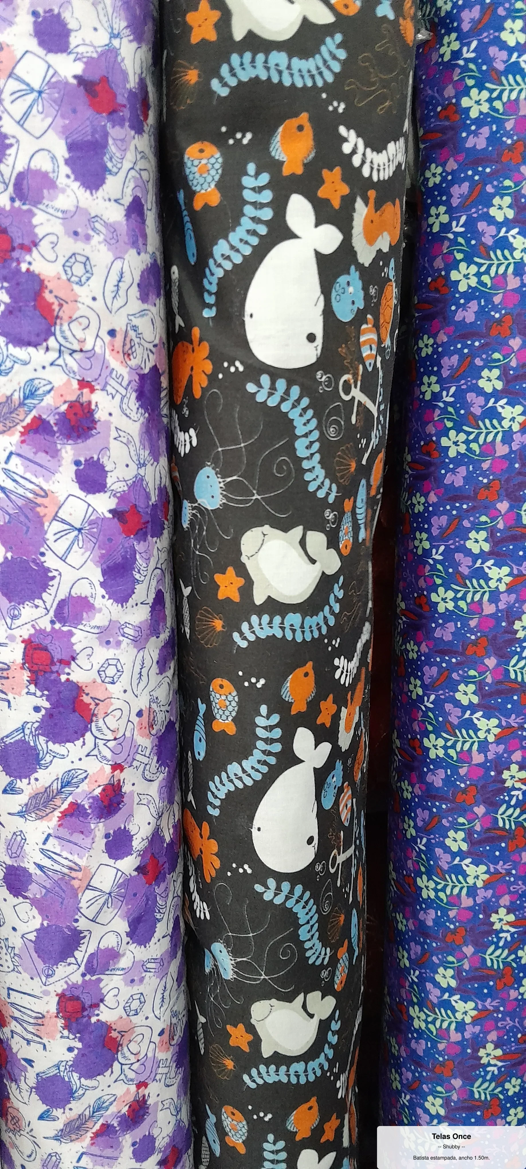 Batista estampada, ancho 1.50m.